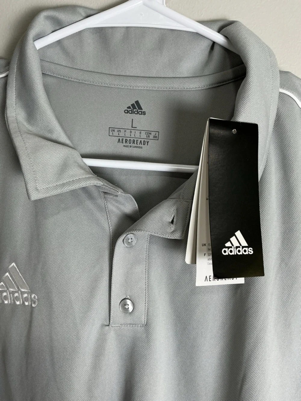 adidas Men's Light Gray Polo with White Trim